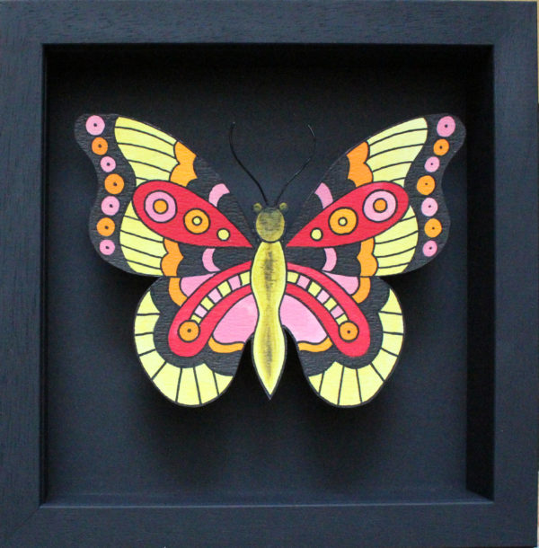 Pink, Yellow and Red Butterfly- Cruelty Free Taxidermy