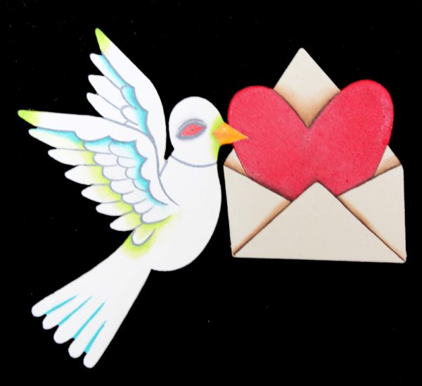 Bird and Loveletter Handpainted Object